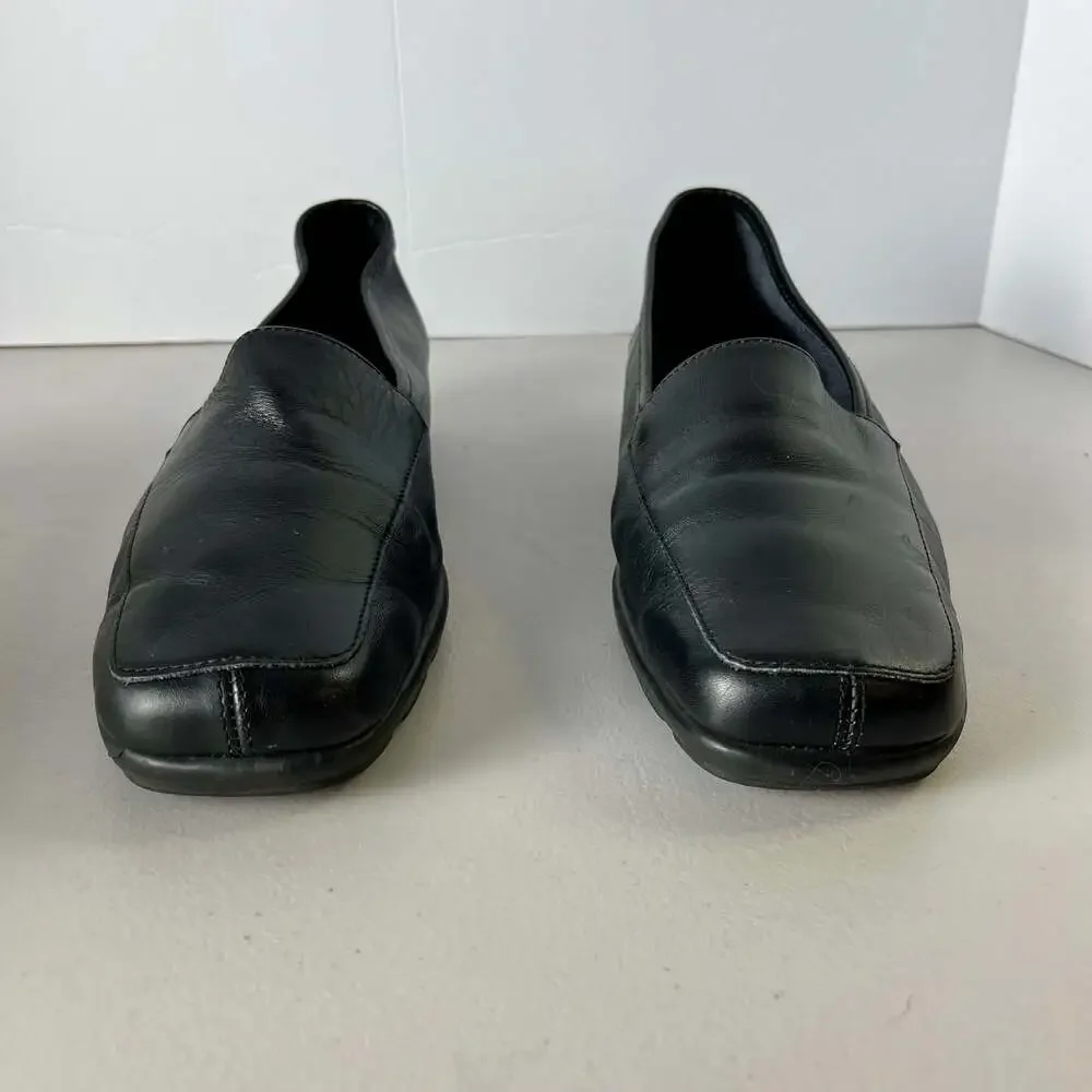 Aerosoles Black Leather Slip On Comfort Loafers‎ Minimalist US 11B